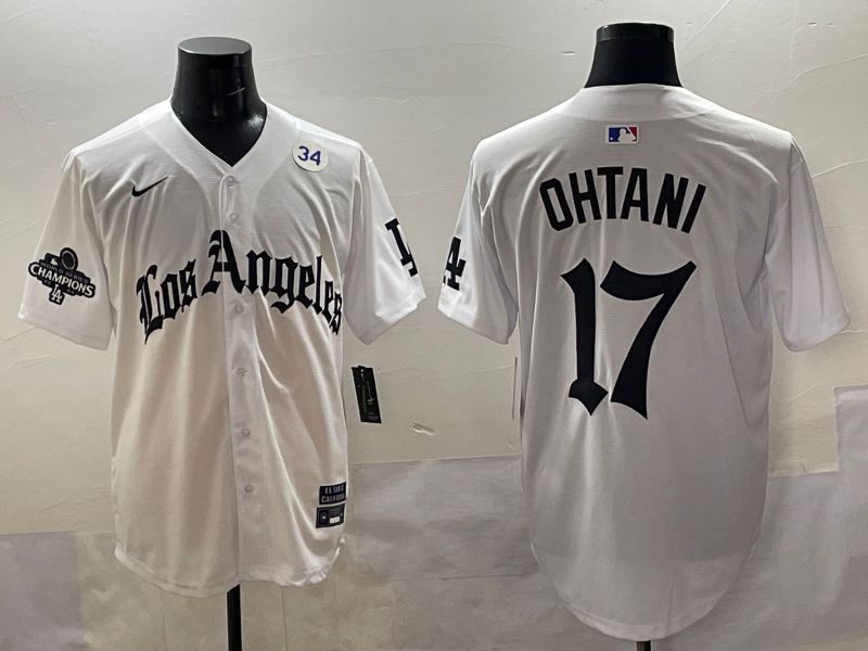 Men 2025 Los Angeles Dodgers 17 Ohtani White Five generations Joint Name Nike MLB Jersey style 5188